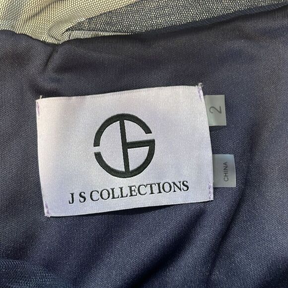 NWOT JS COLLECTIONS | HALLY COLUMN GOWN NAVY PISTACHIO 2 - Picture 14 of 14